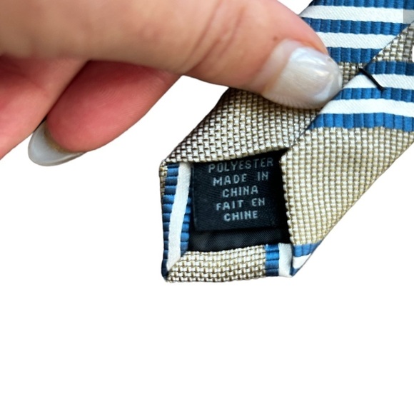 ALDO Gold, Black, and White Striped Satin Tie​​ - Picture 2 of 6